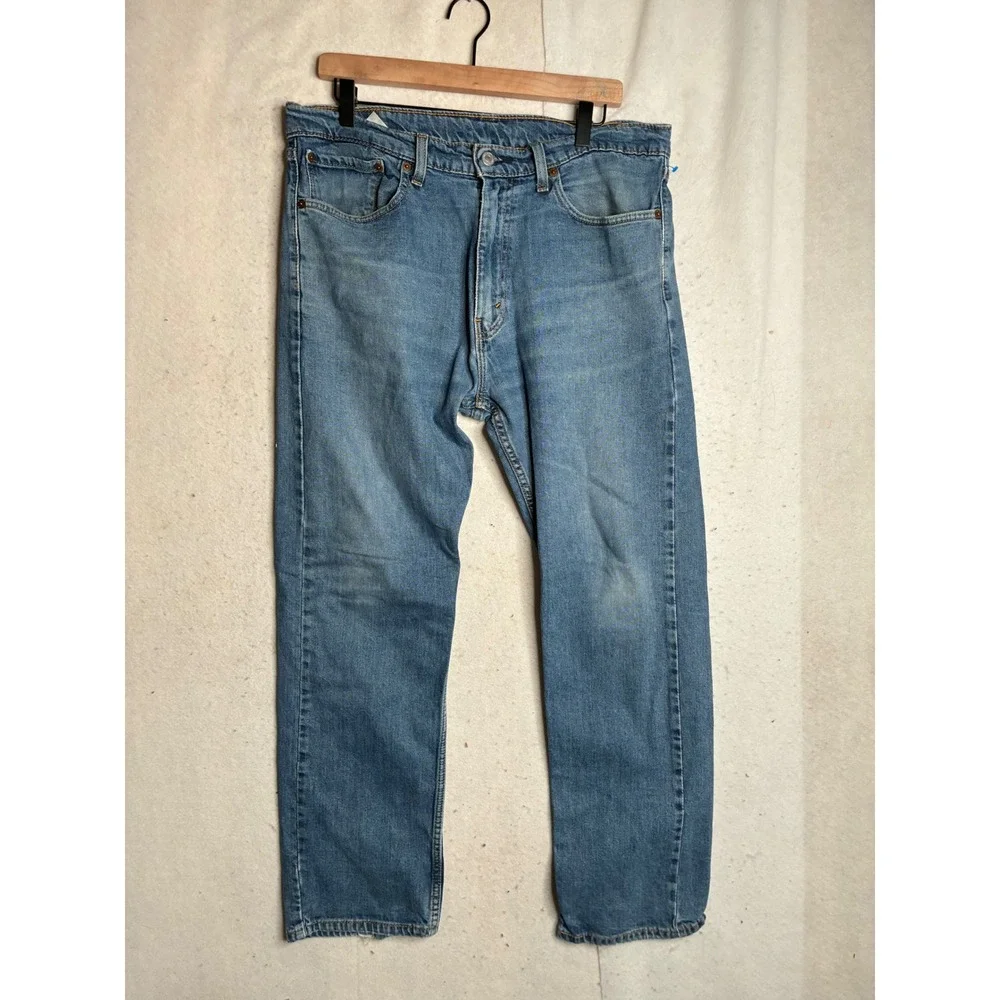 Levis 505 Regular Fit Straight Leg‎ Mens Jeans Medium Wash Blue 36x30